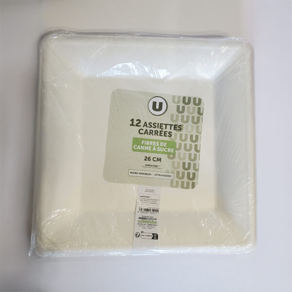 Assiette carrée pulpe U 26cm X12